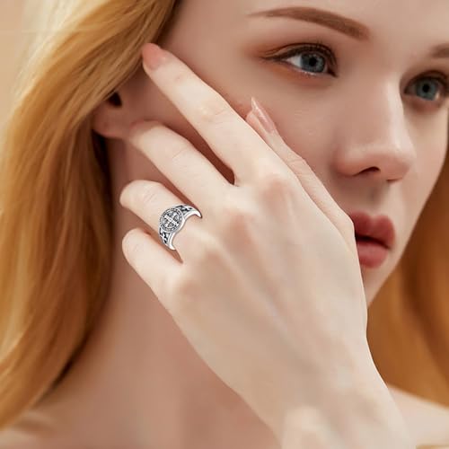 URONE St Benedict Exorcism Ring 925 Sterling Silver Catholic Ring St Benedict Jewelry For Men Women2