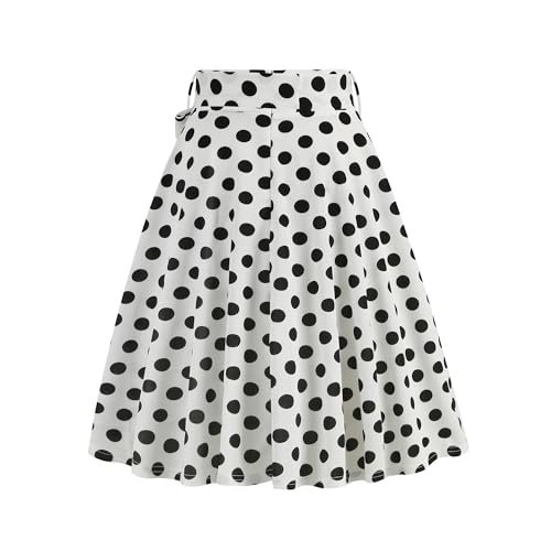 Wellwits Women's Bow Waist Swing Polka Dots Vintage Skirt2
