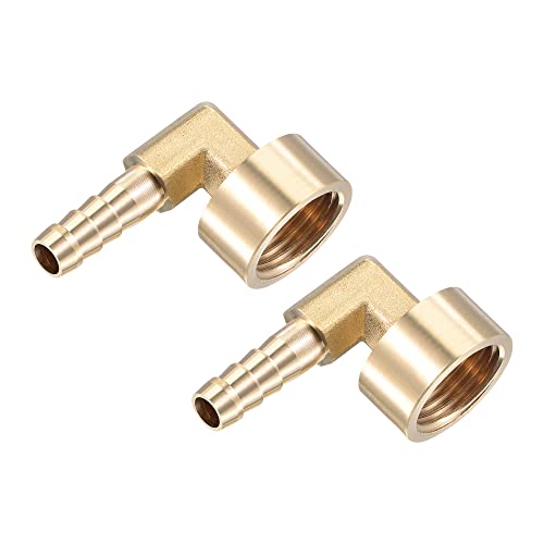 M METERXITY Brass Hose Barb Fittings - 90 Degree Elbow Brass 8mm Barb Connector Apply to Water Fuel (G1/2 Female Pipe)
