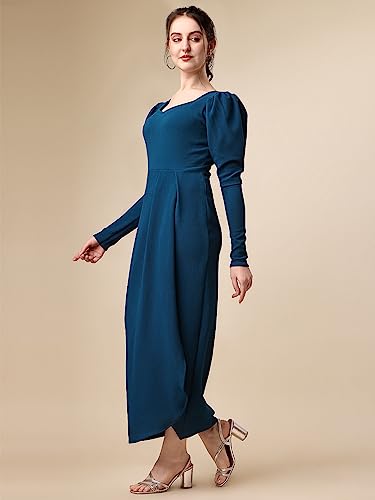Image of Sheetal Associates Women's Puff Sleeve Wrap Bodycon Casual Maxi Dress Black
