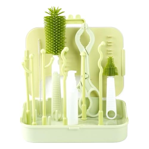 Niesel Kit de limpieza de botellas de viaje para niños pequeños, 6 en 1, kit de limpieza de biberones, ahorro de espacio, kit de limpieza de botellas para viajes, camping, actividades al aire libre