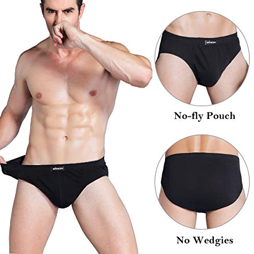 wirarpa Men's 100 Cotton Briefs Underwear No Fly Covered Waistband 4 Pack3