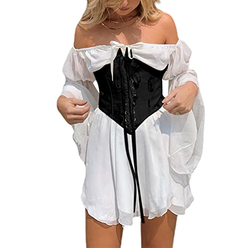 Nensiche Prinzessin-Kleid für Damen mit Puffärmeln, Tüll, Rüschen und...