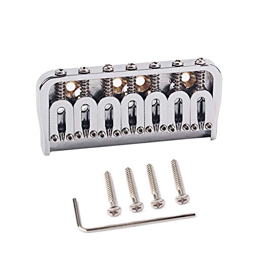 Swhmc 7 String Electric Guitar Brass Bridge Saddle Strain Plate Bridge, Chrome for Music Instrument Replacement Guitar Ukulele - Thumbnail 6