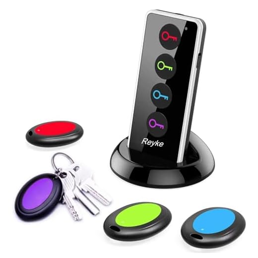 Reyke Key Finder, 80dB+ RF Item Locator Tags with 131ft. Working Range, Wireless Remote Finder Key Finder Locator for Finding Wallet Key Phone Glasses Pet Tracker, 1 RF Transmitter & 4 Receivers