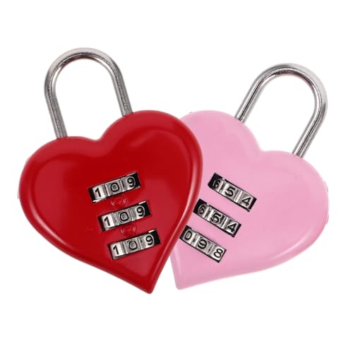 SUPVOX 2pcs Heart Shaped Padlocks Wear-Resistant Combination Lock Home Accessory Boys and Girls' Notebook Jewelry Box Valentine's Day