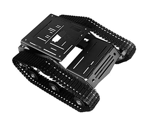 smart robot car chassis kit aluminum alloy big tank chassis with 2wd motors for arduinoraspberry pi diy rc shock absorbing tracked robot car toys - learning kit black