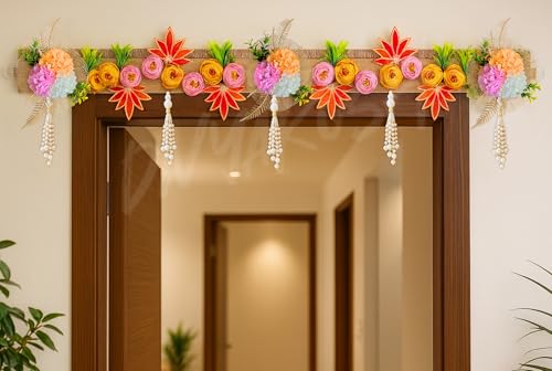 Image of Divyakosh Artificial Flower Toran for Door Decoration 40 Inch | Decorative Bandanwar for Home Entrance, Mandir & Pooja Room | Diwali, Wedding & Festival Decor