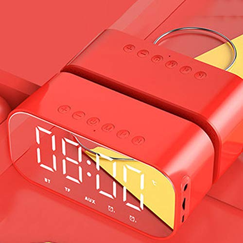 Wecker, Bluetooth-Lautsprecher mit FM Radio-LED-Spiegel-Wecker Subwoofer Musik-Player Snooze Desktop Clock WLAN