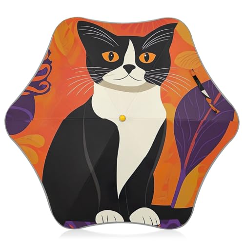 Parapluie enfants abstrait chat orange violet fille canne