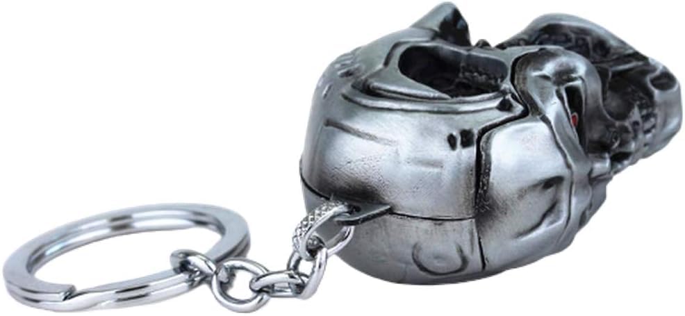 Porte-clés tête de mort cyborg Terminator en finition gris brossé premium - 3