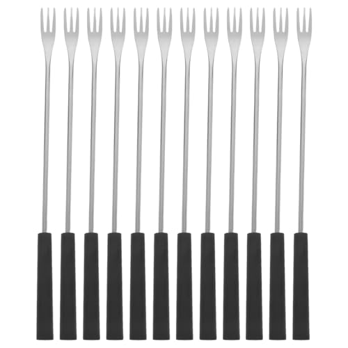 Kichvoe 12Pcs Stainless Steel Fondue Forks - Long Handle Chocolate