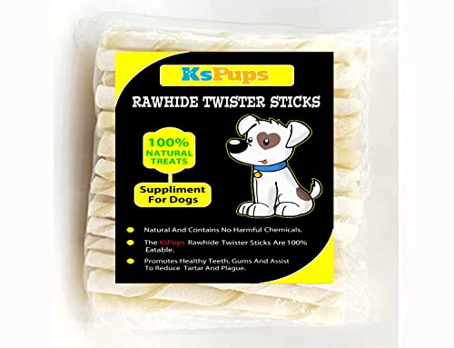 Image of Dog Natural Twisted Rawhide chew Sticks | Calcium White Twisted chew Stick | Fresh & Natural Rawhide Treats for All Dogs Breeds (500GM)