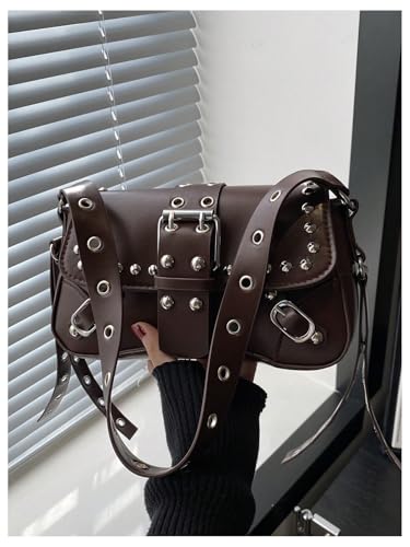 SweatyRocks Women's Y2K Leather Underarm Shoulder Bags Studded Rivet Punk Purses2