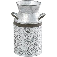 Deco 79 Metal Decorative Vase Milk Can Centerpiece Vase, Flower Vase for Home Decoration 8" x 7" x 12", Gray