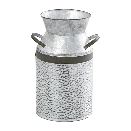 Deco 79 Metal Decorative Vase Milk Can Centerpiece Vase, Flower Vase for Home Decoration 8" x 7" x 12", Gray
