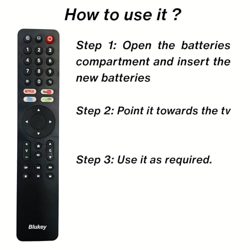 Image of Remote Control for Cemex Smart LCD LED TV, with Netflix, YouTube, Shortcut Keys, Soft Silicon Buttons (Black, Match Old Remote with Picture Before Ordering)