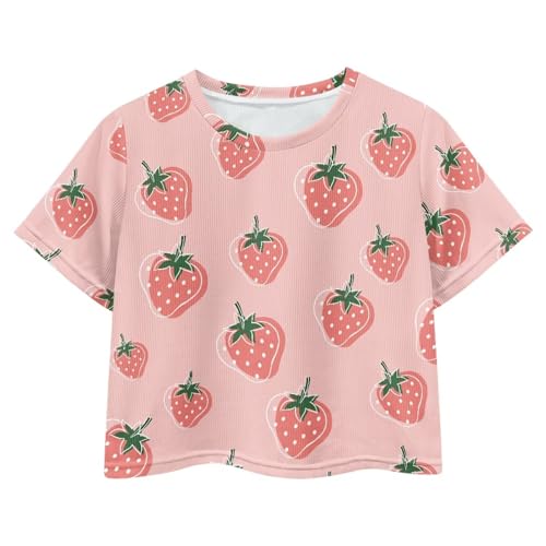 Image of Kids T Shirt Short Sleeve Crop Tops for Girls Summer Clothes Pullover Tees Shirt 5-14