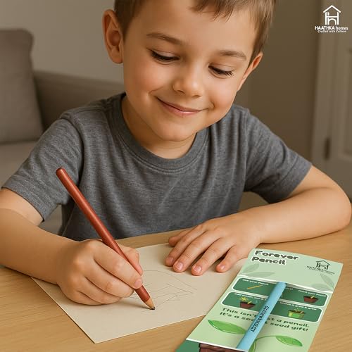 Image of Forever Pencil - Plantable pencil with Seed - Eco-Friendly Return Gifts for Birthday, cute stationery items and a Unique Gift for Girls and Boys (1 Pencil Card, 10.0, count), Multicolor