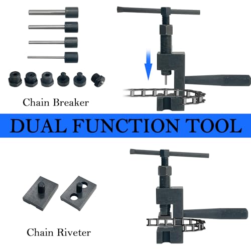 Image of Motorcycle Chain Breaker Set, 16-Piece Chain Removal Tool Chain Cutter and Riveter Kit for Motorcycle ATV Bike Cam & 25 to 930 Chains