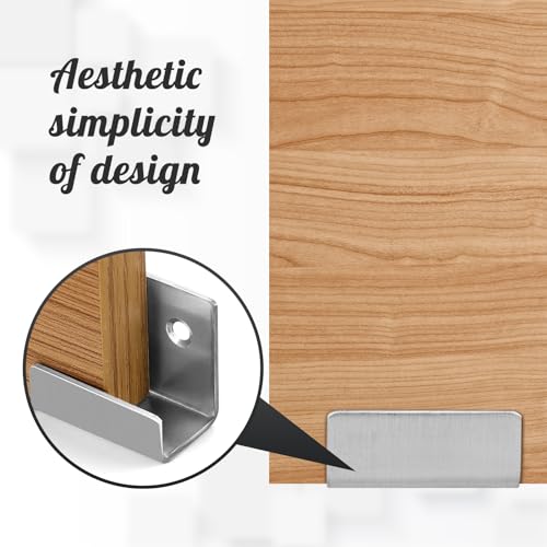 Image of Wall Hanger, Stainless Steel Wall Mount Brackets and Hooks, Heavy Duty Wall Hanger for Picture Frame, Mirrors and Tile Display (Silver, Large, 10 Pcs)
