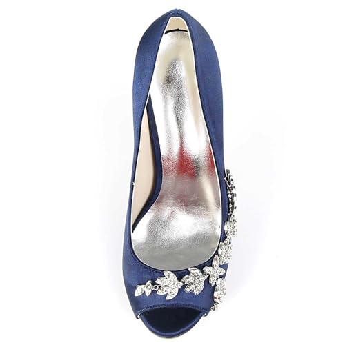 TarfiC Women’s Wedding for Bride - Evening Shoes Satin Kitten Heels 4.33 Inch Rhinestones Comfortable High Heel Dress Pumps Evening Prom2