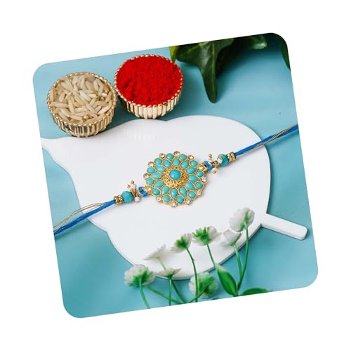 Image of eCraftIndia Golden Red Religious Shrinathji Rakhi for Brother | Raksha Bandhan Rakhi for Bhai Bhaiya