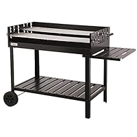 tepro Holzkohlegrill Grillwagen Atlanta, Outdoor BBQ mit Rädern, Höhenverstellbar ca. 77 - 88 cm, Grillfläche: ca. 98 x 56 cm, Maße ca. 135,5 x 63 x 91,2 cm, Schwarz