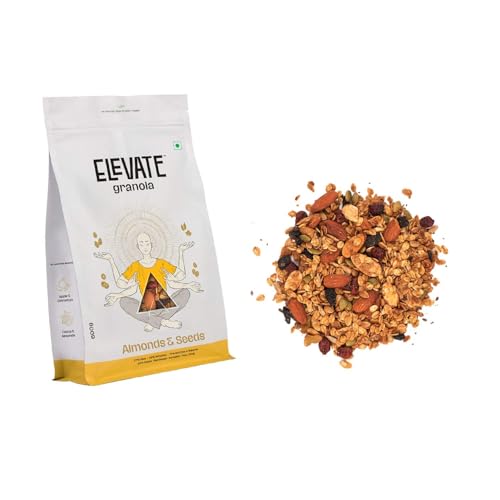 Image of Elevate Granola Almond & Seeds 600g | Oats, Almonds & Seeds Mix | High Protein & Fibre | No Added Sugar & Preservatives | Vegan Healthy Breakfast Cereal & Snack