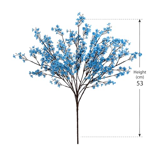 Image of CURATED CART Artificial Baby's Breath Gypsohila Flowers, 1 Bunch for Vase Pot, Home Decoration, Living Room, Wedding, Fake Flowers, Blue Color, (Vase Not Included)