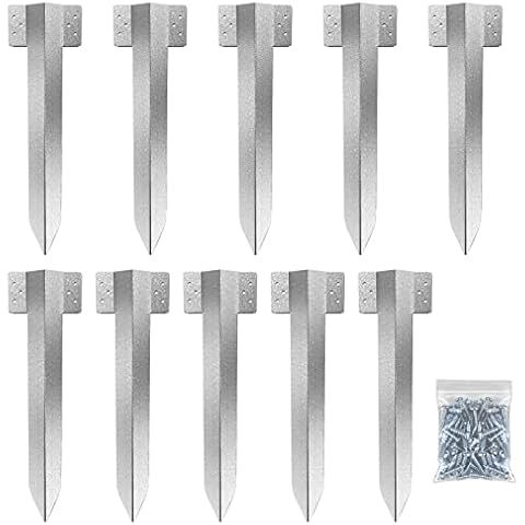 10 Pack Railway Sleeper Brackets Driveway Heavy Duty Edging Edge, Timber Railway Sleeper Stakes, Galvanised Steel Cover