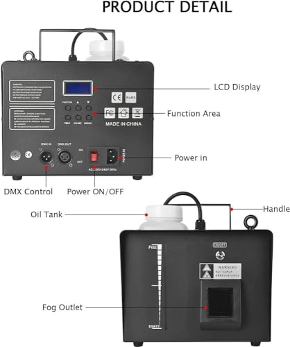Máquina de humo y neblina de 600 W, 10000 CFM con temporizador y rociado continuo, efecto escénico para Halloween, bodas, discotecas y actuaciones, con control remoto y función DMX miniatura 5