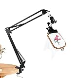 Embroidery Hoop Cross Stitch Stand: Adjustable Metal Rotated Embroidery Hoop Holder with 360 Hoop Sp