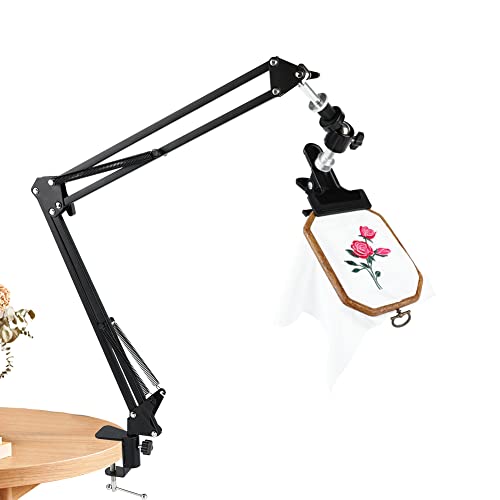Embroidery Hoop Cross Stitch Stand: Adjustable Metal Rotated Embroidery Hoop Holder With 360 Hoop Spin Knob #TOP2