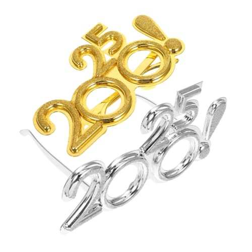 KOMBIUDA Funny Year Party Glasses 2025 Number Eyewear Round Black Happy New Year Decorations