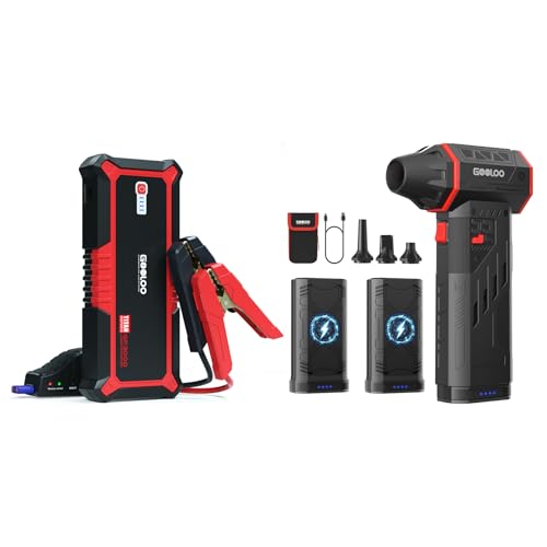 GOOLOO Upgraded GP3000 Jump Starter 3000A Peak Car Starter & GOOLOO F5 Compressed Air Duster, Dual Removable Batteries,  - Detailed View
