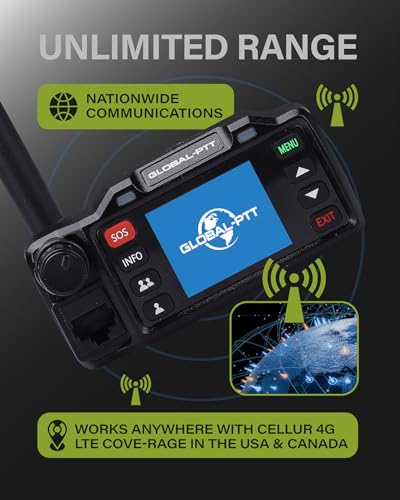 Image of 2-Pack Push-to-Talk Over Cellular (PoC) Mobile Radios with GPS SOS - 4G LTE Nationwide PTT Unlimited Range for in-Vehicle Communication Include Dispatch Account (GPS)