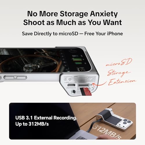 Image of PGYTECH RetroVa Grip Kit for iPhone 17 Pro Max, Vintage Leather-Style Phone Case with Camera Grip, External microSD Recording, Bluetooth Remote Control for Photography /Vlogging /Travel