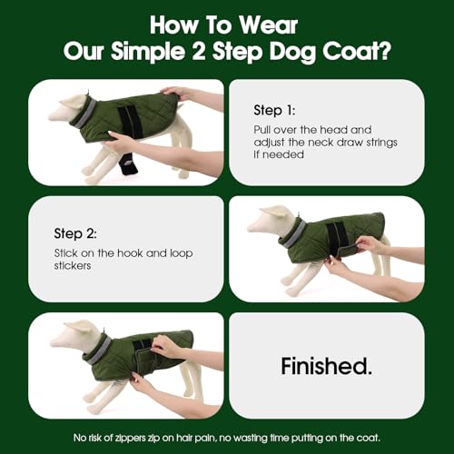 ASENKU Hundemantel für Kleine Hunde XS, Hundemantel Winter Wasserdicht, Fleece Reflektierende Hundejacke Warm mit Verstellbarem,Wintermantel Hund mit Geschirr Loch Karierte für Chihuahua,Dackel