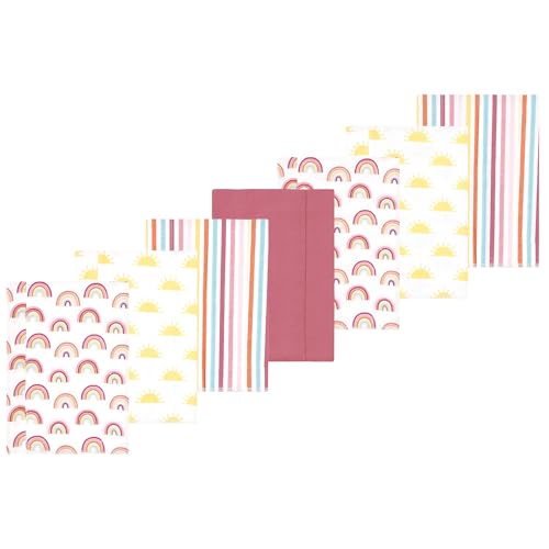 Image of Luvable Friends Hudson Baby Flannel Burp Cloths 7pk, Sunny Sky