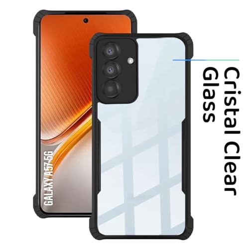 Image of Polycarbonate Crystal Clear Back Cover Case for Samsung Galaxy A57 5G | 360 Degree Protection | Shock Proof Design | Transparent Back Cover for Samsung Galaxy A57 5G - Black Bumper