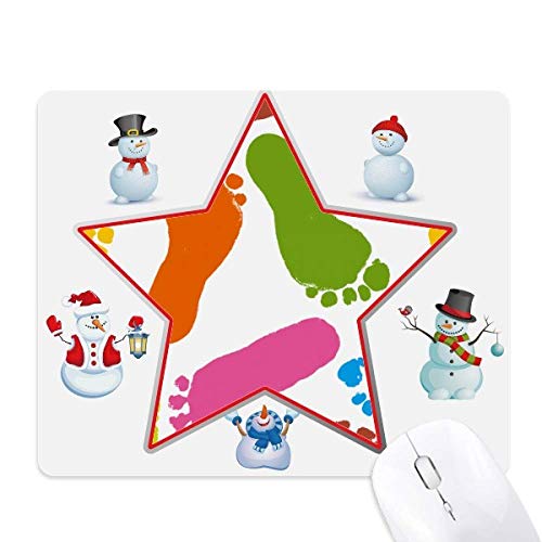 Tapis de souris bonhomme de neige à empreintes colorées pour souris laser