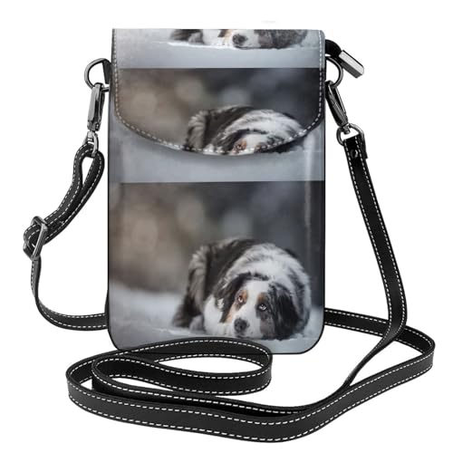 Porte-téléphone femme en cuir PU motif Berger Australien aux finitions soignées