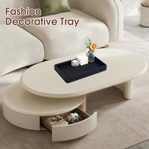 Rectangular Tray for Coffee Table,Modern Decorative Tray,Black Concrete Trays,Home Dining Centerpiece Decor,Decorative Trays for Dining Table,Living Room,Kitchen,Counter