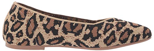 Skechers Womens Cleo - Claw-Some Leopard Print Engineered Knit Skimmer Ballet Flat, Natural, 7.5 Us #TOP5