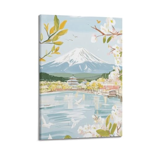 Poster de voyage Japon mont Fuji pour décoration salon moderne