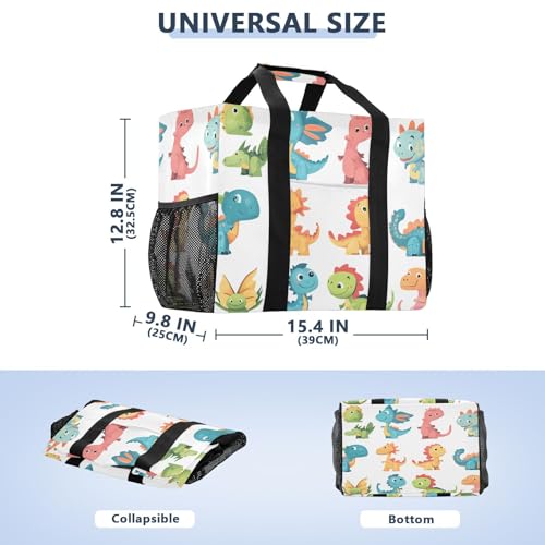 STAYTOP Cartoon Dinosaur Large Beach Bags for Women & Men,Waterproof Sandproof Beach Tote Swim Pool Bag for Pool Gym Grocery Travel2