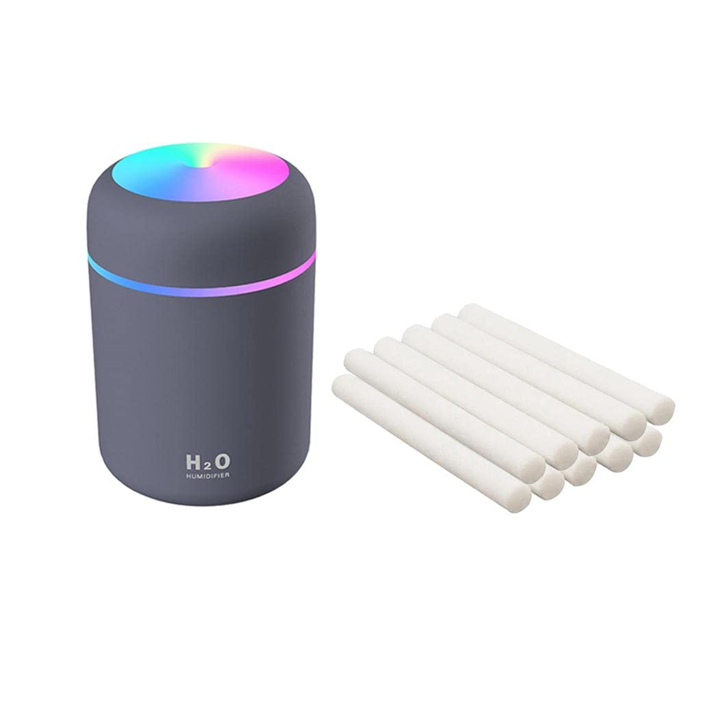USB Aroma Diffuser Humidifier 300ml Mini Air Mist Vaporizer with Night Light Adjustable Spray Desktop Car Room Moisture Device with 10 Cotton Filter Refills-image-27