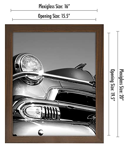 Americanflat 16x20 Picture Frame with Polished Plexiglass - Wide Picture Frames Made of Engineered Wood for Vertical or Horizontal Wall Display - Epic Collection - Mahogany
