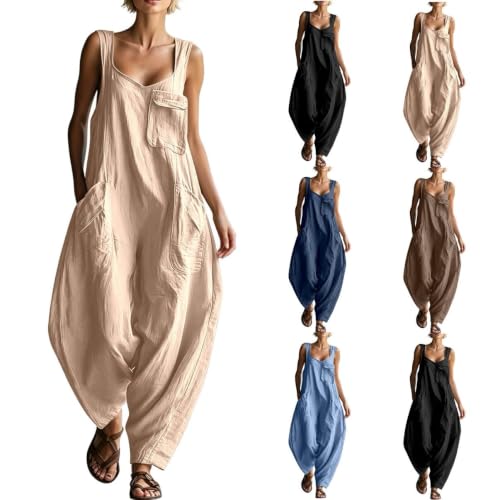 Mono elegante para mujer en lino suave con caída ligera de pierna ancha 2